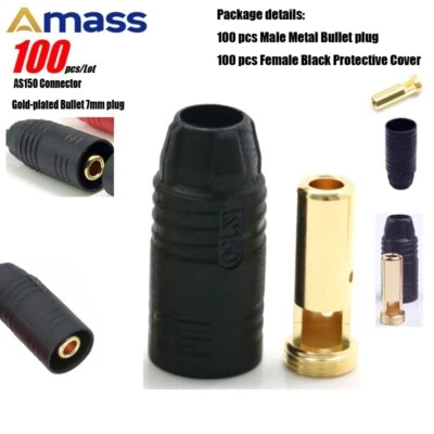 100pcs Single Amass AS150 7mm Male Connector Black Female Cover for Copter Drone - Image 1 of 4