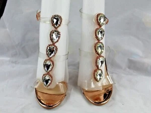 Public Desire rose gold high heeled strappy shoe plus spare heel tips. UK size 3 - Picture 1 of 9