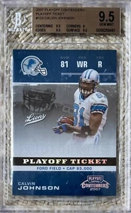2007 PLAYOFF CONTENDERS PLAYOFF TICKET /99 CALVIN JOHNSON RC BGS 9.5 HOF - Picture 1 of 2