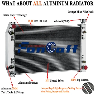 Radiador de aluminio de 3 filas para Chevy C/K 1500 2500 3500 1988-2000 5,0 L 5,7 L V8 EE. UU. Foto 1 de 4