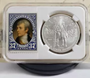 2004-P Lewis & Clark Silver Commemorative Dollar with U. S. Stamps - Nice! W22 - Picture 1 of 12