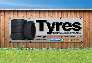 REIFEN MONTAGESERVICE MÖGLICH PVC bedruckt BANNER OUTDOOR SCHILD PVC mit Ösen - Bild 1 von 2