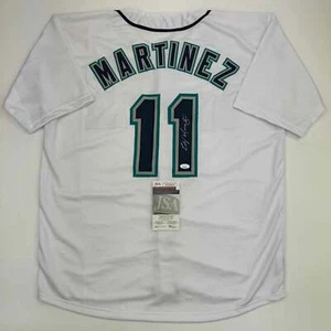Autographed/Signed Edgar Martinez Seattle White Baseball Jersey JSA COA - Picture 1 of 4