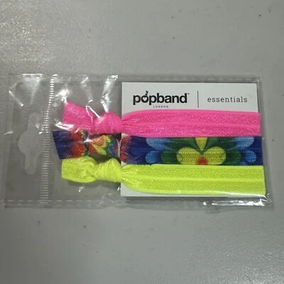 Popband London 1 件装 3 头发领带霓虹黄色和粉红色彩虹花 — 第 1/4 张图片
