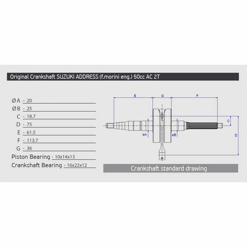 Athena 061114 Árbol Motor Estándar Corsa Sp.10Mm Para Suzuki Fz N Suzy 50 - Imagen 1 de 1
