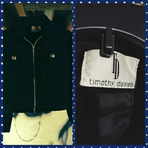 Timothy Daniels Pea Coat Black Jacket Silver Buckle Front Pockets VTG size S - Picture 1 of 1