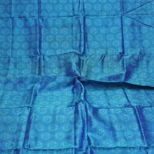 Vintage Blue 100% Pure Silk Handwoven Sari Remnant 5YD Craft Fabric Silk Scrap - Picture 1 of 4