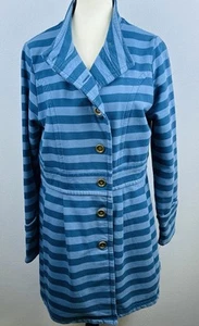 Matilda Jane Sz M Make Believe Blue Stripe Btn Up Wstbnd Detail Cuff Jacket Dres - Picture 1 of 9