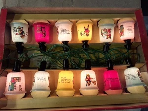 VINTAGE PIFCO CHRISTMAS TREE FAIRY LIGHTS. 1950s Bakelite Nursery Rhymes. V.G.C. - Picture 1 of 14