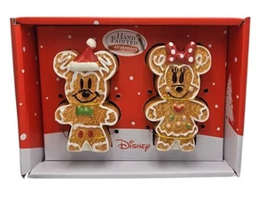 Mickey and Minnie Mouse Gingerbread Christmas Salt and Pepper Shakers - NEW - Picture 1 of 6