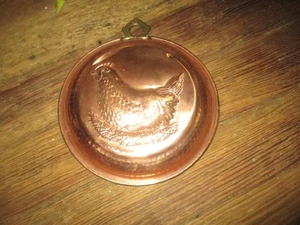 Vintage rame pollo gallina su nido rotondo cottura gelatina stampo da parete 7-34" - Foto 1 di 8