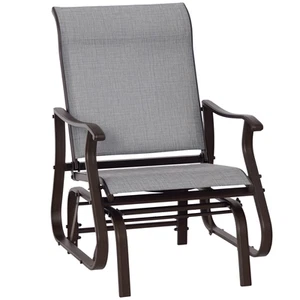 Outdoor Glider Chair, Steel Rocking Chair, Patio, Backyard, Porch, Garden, Grey - Picture 1 of 11