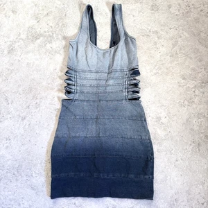 Guess Denim Bodycon Dress Size 1 Womens Blue Cotton Stretch Cut Outs Spring 2011 - Bild 1 von 24