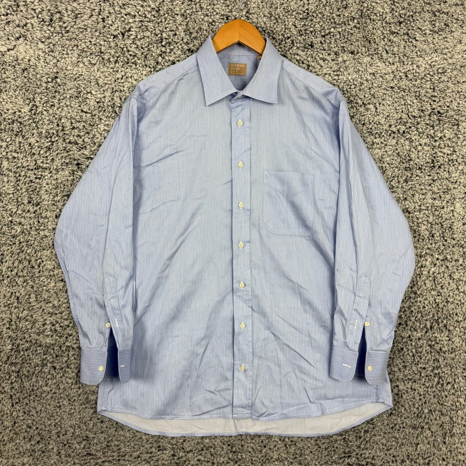 Camisa Gitman Bros Para Hombres 17 33 Azul Rayas Con Botones Hecha en EE. UU. Vestido De Colección XL Foto 1 de 4