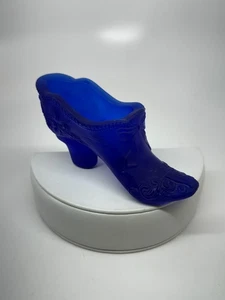 Vintage Kobaltblauer Glasschuh Fenton? blickdicht 4" unsigniert - Bild 1 von 4
