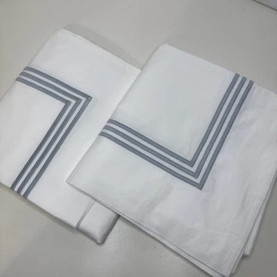 NUEVO Juego de 2 fundas Euro Signoria Firenze de algodón blanco con borde bordado Italia Foto 1 de 4