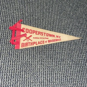 Cooperstown New York Baseball Hall Of Fame Vintage Mini Pennnant Batting Range - Picture 1 of 2
