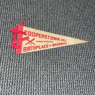 Cooperstown New York Baseball Hall Of Fame Vintage Mini Pennnant Batting Range - Image 1 of 2
