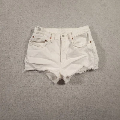 Levis 501 Shorts Womens 30 White High Rise Button Fly Frayed Hem 56327-0248 - Image 1 of 4