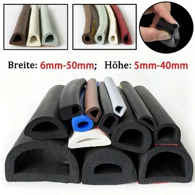 EPDM D-Form Dichtungsstreifen Selbstklebend Schaum Gummidichtung Breite 6mm-50mm - Bild 1 von 4