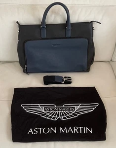 Genuine Aston Martin Leather Blue & Black Laptop Bag with Outer Protective bag - Picture 1 of 7