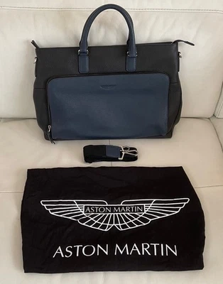 Genuine Aston Martin Leather Blue & Black Laptop Bag with Outer Protective bag - Image 1 of 4