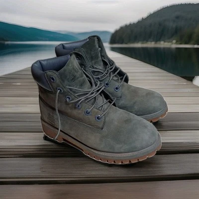 Timberland Premium 6-Inch Waterproof Boots Gray Youth Size 5 Shoes A14ZZ Boys - Image 1 of 4