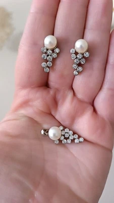 Ohrringe und Anhänger Perlen und Circon 925 Silber Damen - Bild 1 von 4