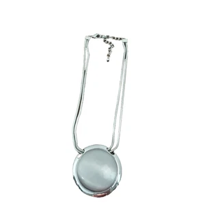 Vintage Large Silver Circled Double Chained Choker Necklace Claw Clasp Costume - Picture 1 of 5