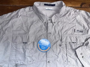 Columbia PFG Shirt Men's 4XL Gray Bahama II Long Slv Vented Button Fish Camp NEW - Picture 1 of 8