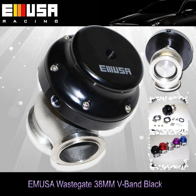 EMUSA 38mm wastegate V Band BLACK DSM EVO VR6 For S13S14 350z Honda Accord - Image 1 of 4