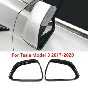 Espejo trasero cubierta para cejas de lluvia borde fibra de carbono para Tesla Model 3 2017-2020 - Imagen 1 de 4