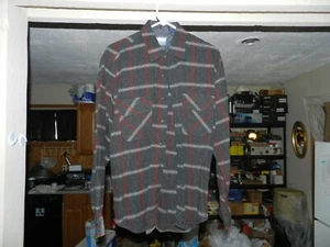 Vintage FIELDMASTER Wool Blend Flannel Size L Lumberjack Shirt Greys & Red - Picture 1 of 7