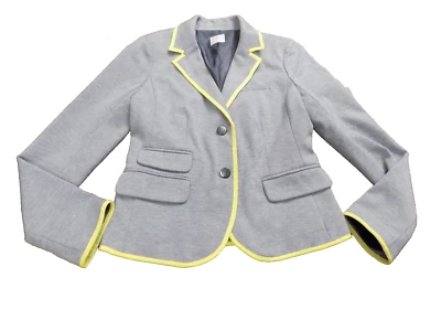 Blazer GAP The Academy Talla 2 Gris Jaspeado Borde Amarillo Preppy Bolsillos Clásicos Usado en Excelente Condición Foto 1 de 4
