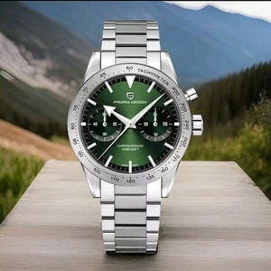 PAGANI DESIGN PD-1766 GREEN Chronograph TACHYMETER MEN'S WATCH NEW IN BOX  - Picture 1 of 12