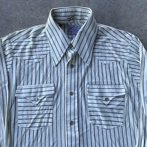 vtg H Bar C California Ranchwear Western Shirt pearl snap striped MD/LG 70s 80s - Picture 1 of 10