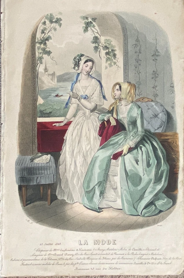 GRAVUR VON MODE 24X16 cm JOURNAL LA MODE 1848 - Bild 1 von 1