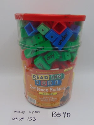 READING RODS Sentence Building HOME SCHOOL 153 Pieces Missing 3 Pieces - Image 1 of 4