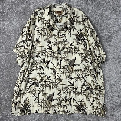 Camisa de fundición para hombre 4XL manga corta con botones estampado de caña de bambú vacaciones en la playa Foto 1 de 4