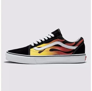 Vans Old Skool Flame-Black/Orange Classic Skate Shoe Sneakers -Mens Size 10 - Picture 1 of 10