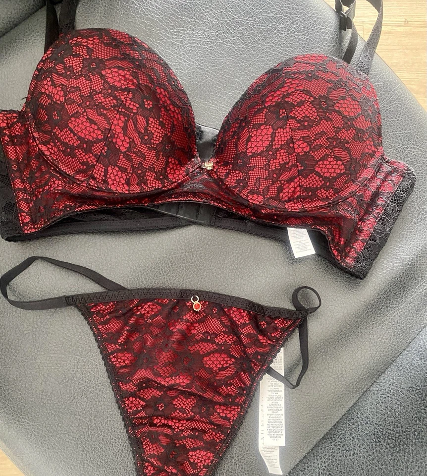 TEZENIS Dessous Set Rot/Schwarz Spitze Neu 75B/S  - Bild 1 von 4