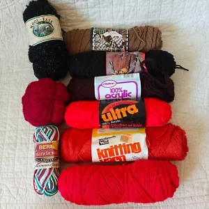 Mixed Lot of 8 Assorted Vtg Acrylic Worsted Weight #4 Yarn 3oz-4oz Skeins - Picture 1 of 24