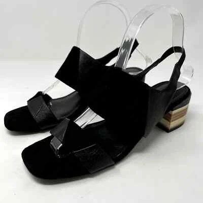 Kelsi Dagger Brooklyn Black Leather Square Toe Womens 6.5 Strappy Slingback Heel - Image 1 of 4