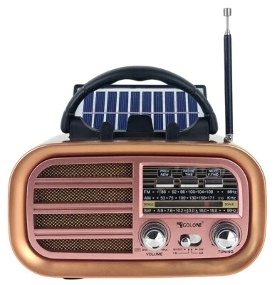 Altavoz Bluetooth Radio Retro AM FM SW Premium Reproductor de MP3 Batería Solar Energía Foto 1 de 4