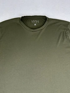 Boohoo Man Men's T-Shirt Olive Green Striped Short Sleeve Large L - Picture 1 of 7