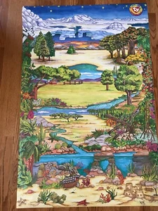 SELTENES OFFIZIELLES POSTER VON TY BEANIE BABYS MIT 5 BLÄTTERN AUFKLEBERN - 32,5" X 49,5" - NEU - Bild 1 von 5