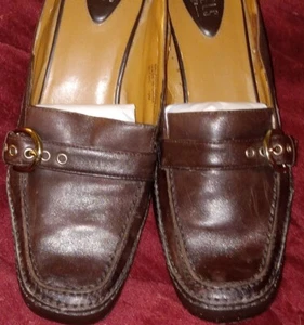 Nickels Soft 10 Brown Leather Mules Pumps High Heel Buckle Shoes Slides Black - Picture 1 of 22