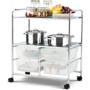 4 Drawers Shelves Rolling Storage Cart Rack-Clear - Color: Transparent - Picture 1 of 6