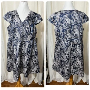 Vestido Vince Camuto Talla Grande Jacquard Calce Acampanado Talla 16W Blanco Marino - Imagen 1 de 11