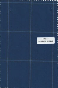 Blue Suiting Fabric windowpane box check Suit clothing 5 YARDS High quality - Picture 1 of 1